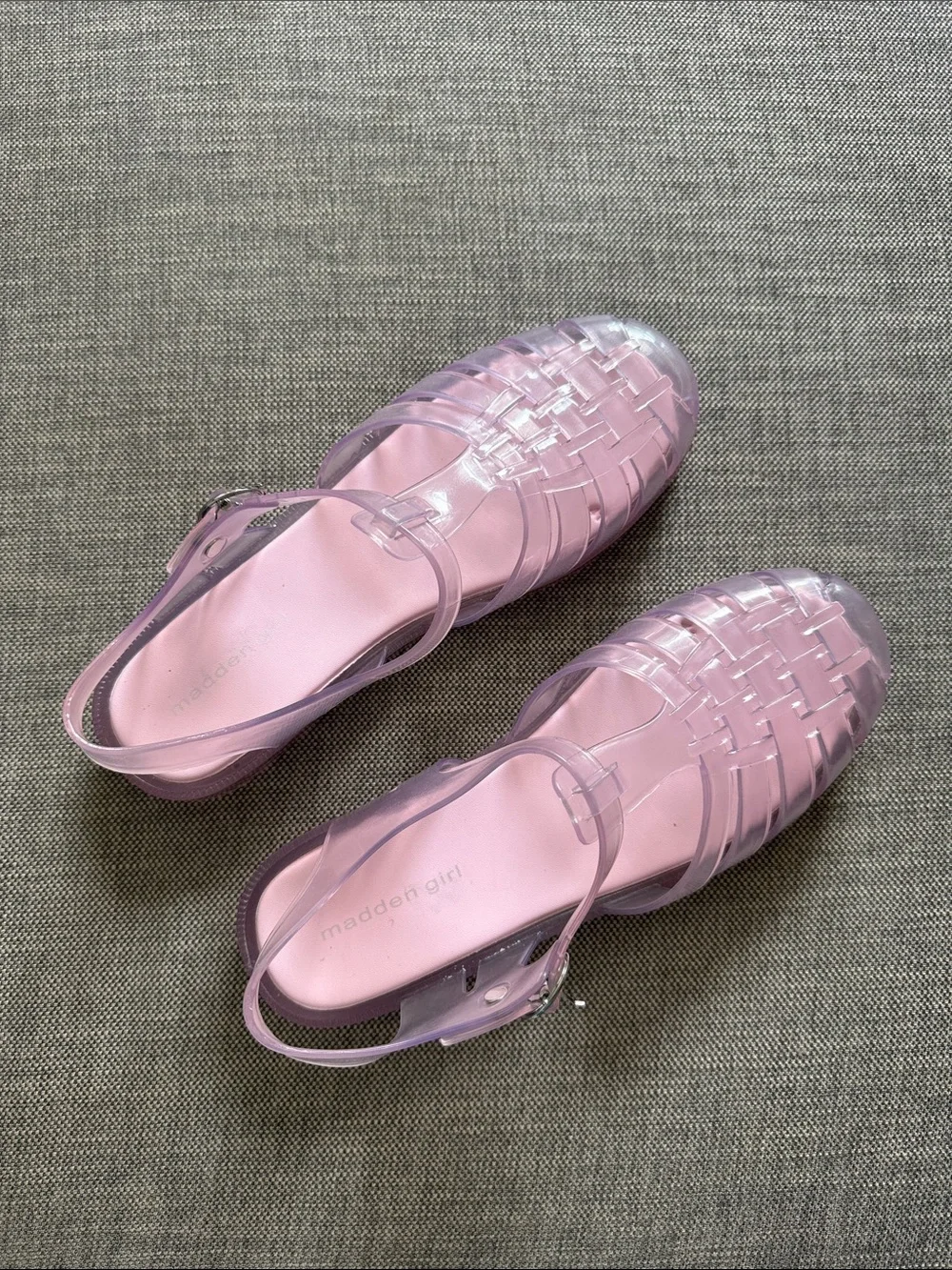 Madden Girl Pink Jelly Woven Slingback Sandals
